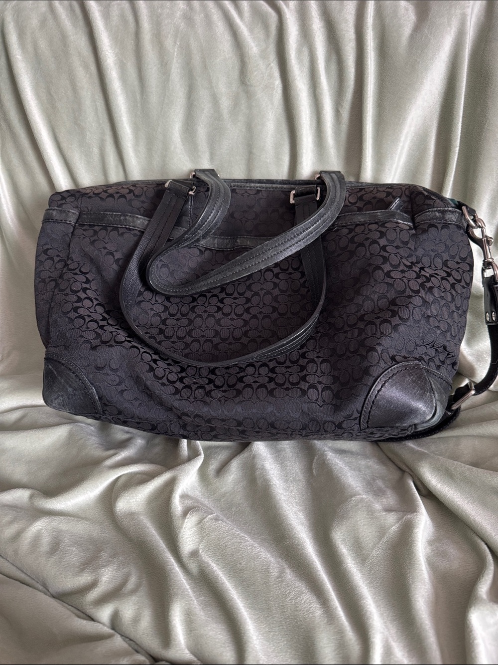 Coach Black Signature Canvas Convertible Shoulder Tote - Picture 2 of 11